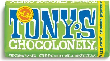 Tony's Chocolonely puur amandel zeezout 180 gr