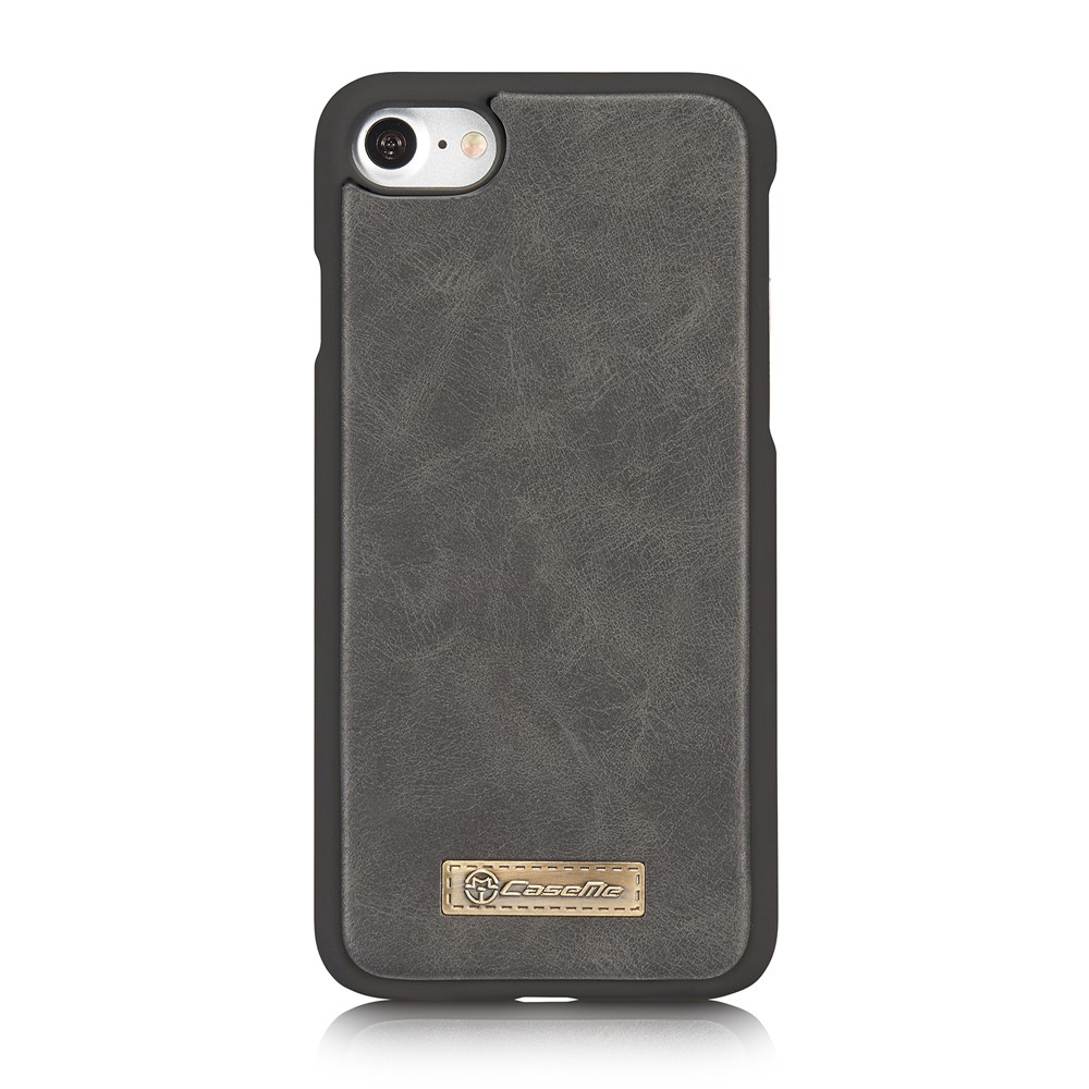 iPhone SE (2022/2020) / 8 / 7 3in1 Leder Tasche   Magnet Hardcase und Karten Etui (Vertikal Ausklappbar) - Schwarz