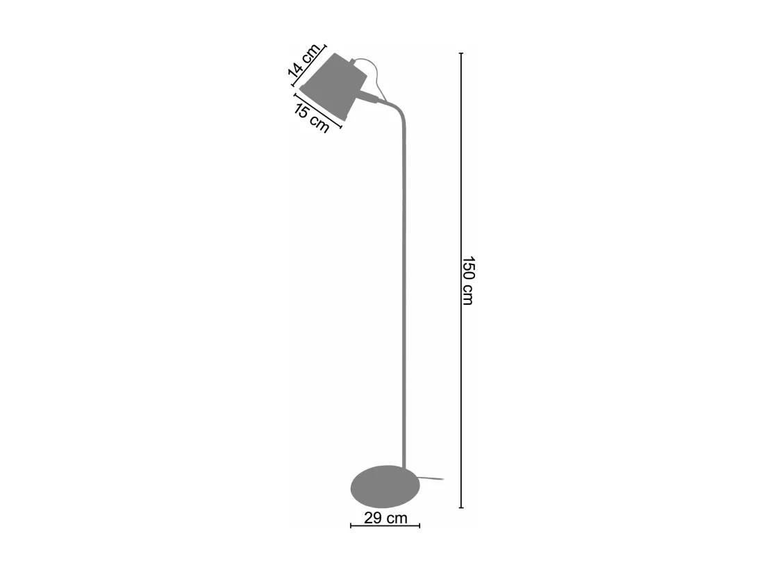 Lampadaire articulé métal noir, 150 cm.