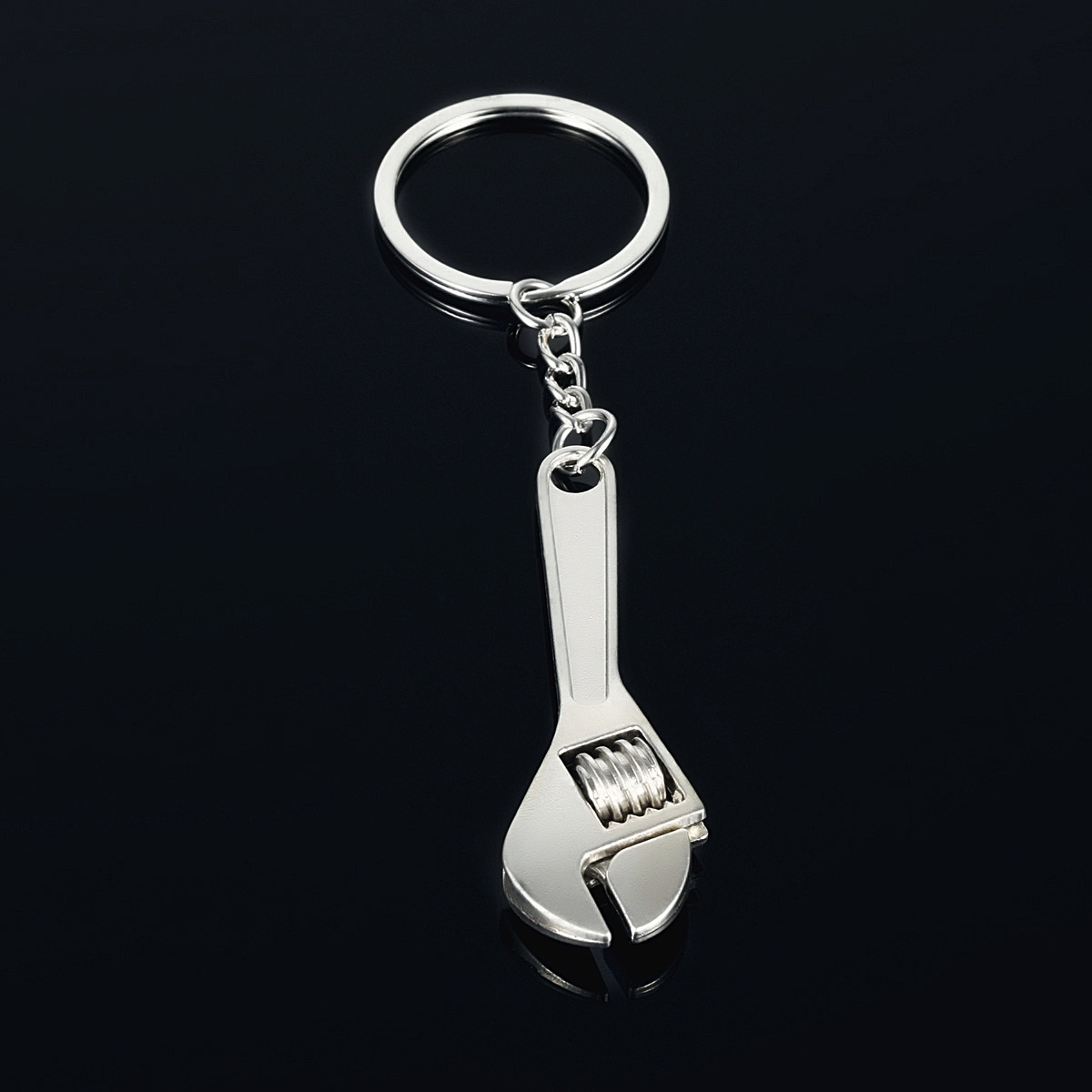 Metall 3D Schraubenschlüssel Schlüsselanhänger Accessoire mit Spaltring - Silber