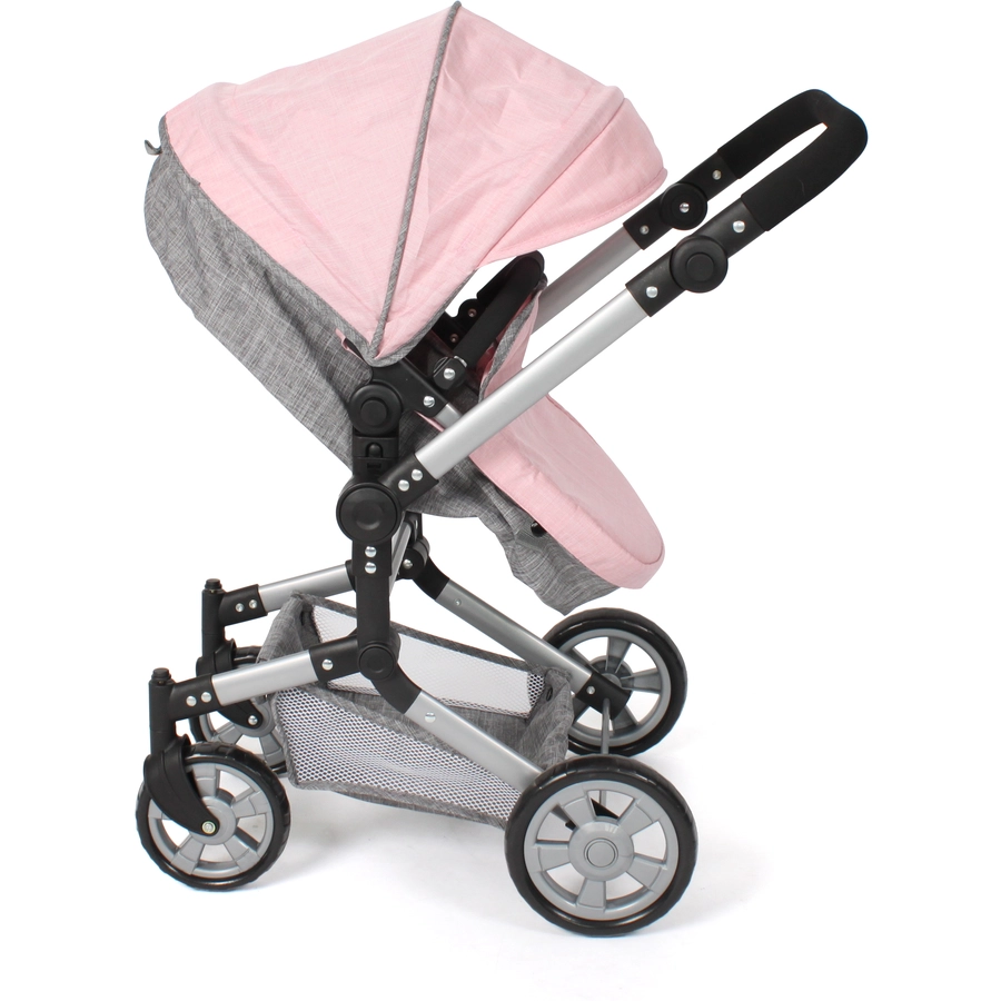 BAYER CHIC Kombi Puppenwagen LINUS melange grau rosa