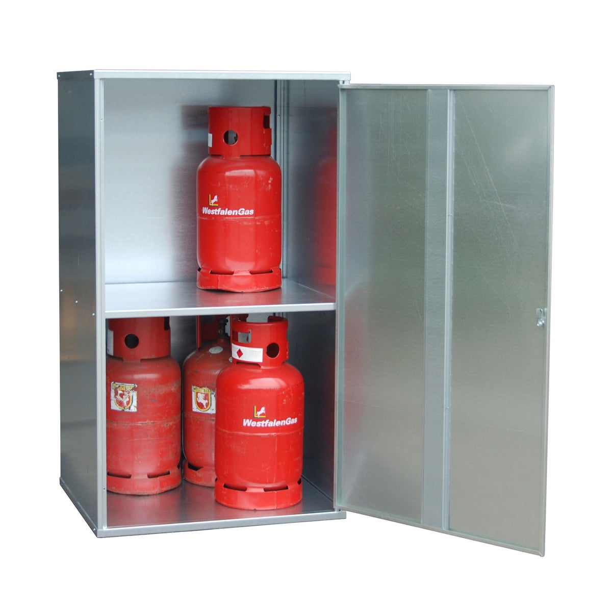 Bauer gasflessenopslag GFD-G 1, verzinkt, 1 deur, gesloten, voor 10 x 11 kg gasflessen