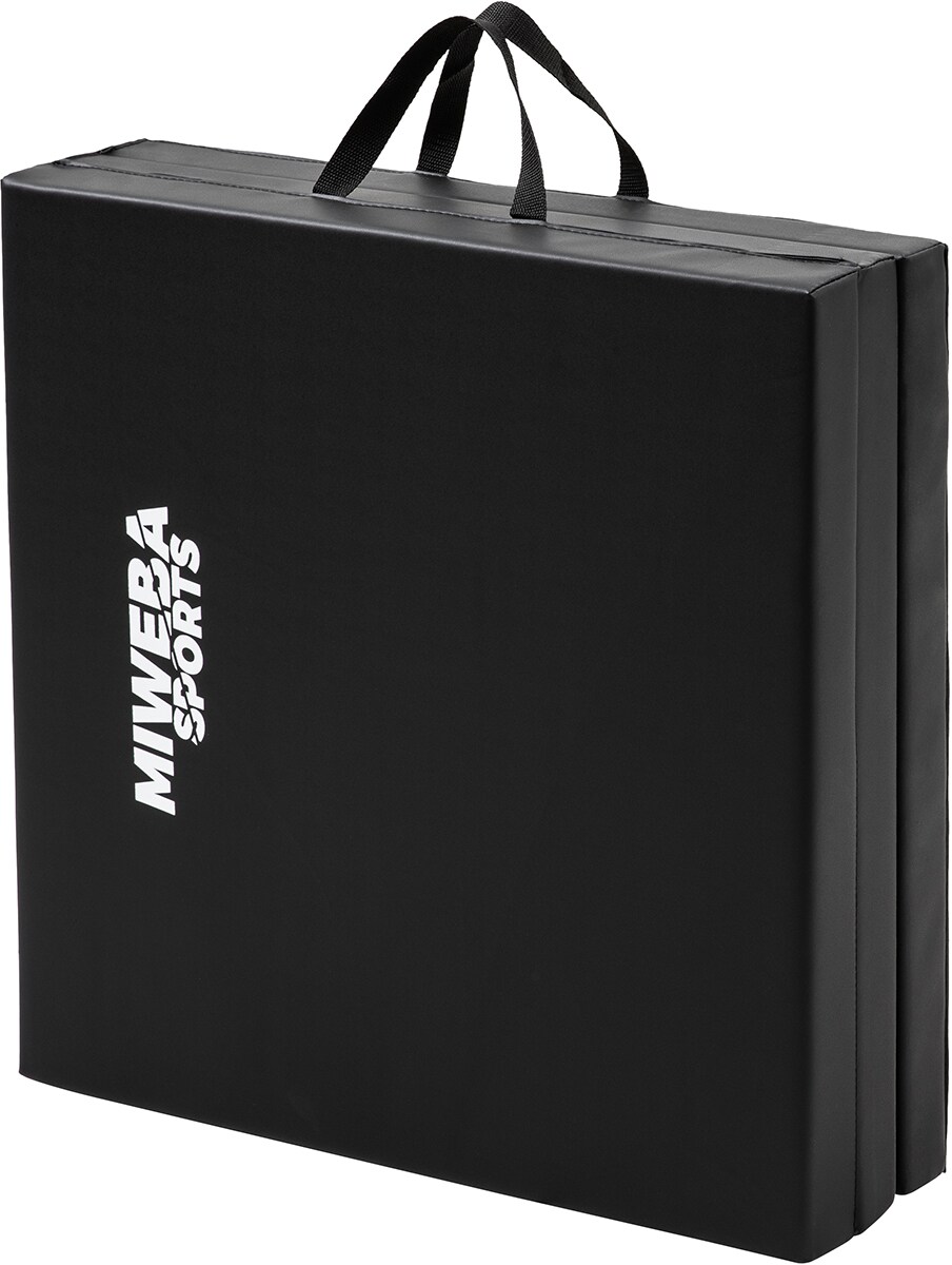 Miweba Sports Gymnastikmatte GM100, faltbar, rutschfest, Turnmatte für zuhause, Tragegriffe, PVC (Schwarz)