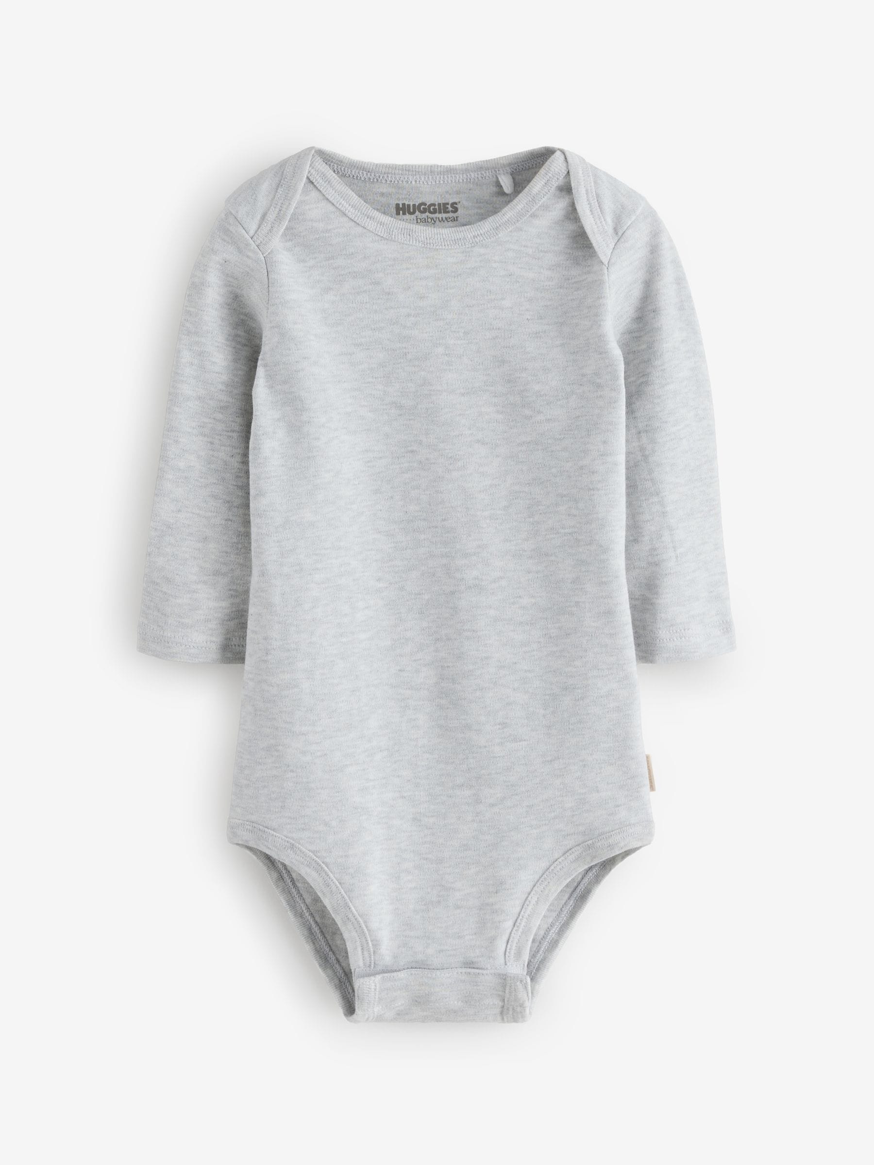 Grijs - Huggies Baby Long Sleeve Envolope Neck Bodysuits 3 Pack