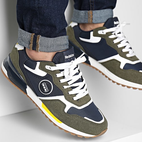 Baskets Oyati PO4910P Vert Kaki Bleu Marine Blanc