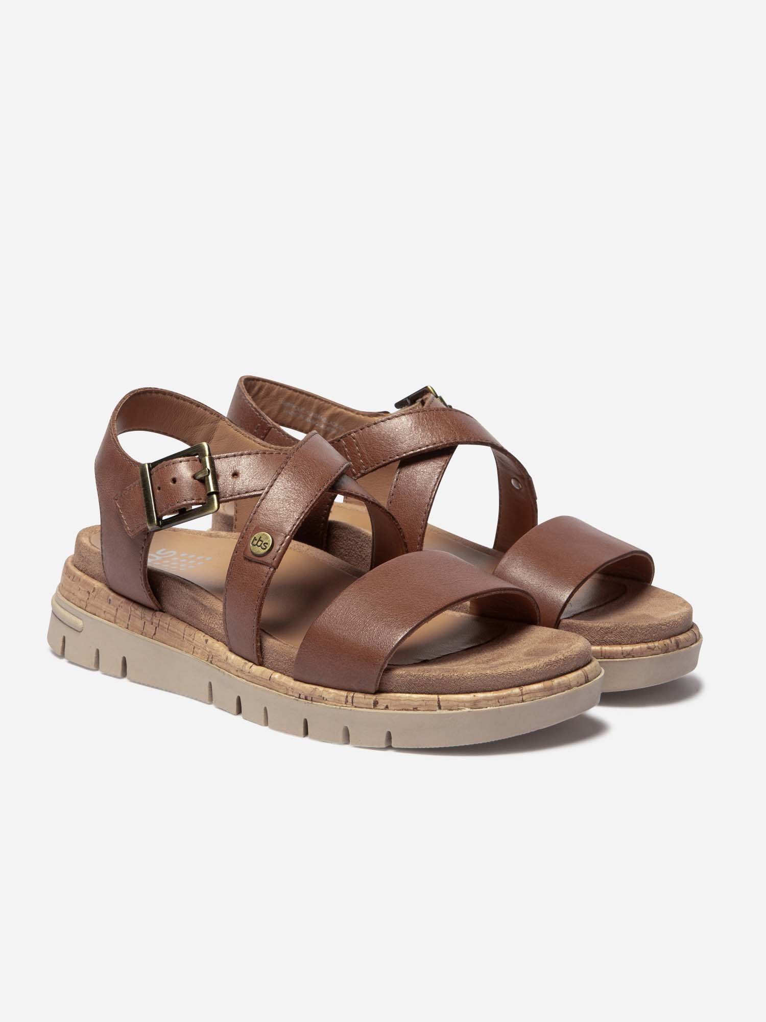 Sandales Femme Semelle Mi-Haute Cuir Marron