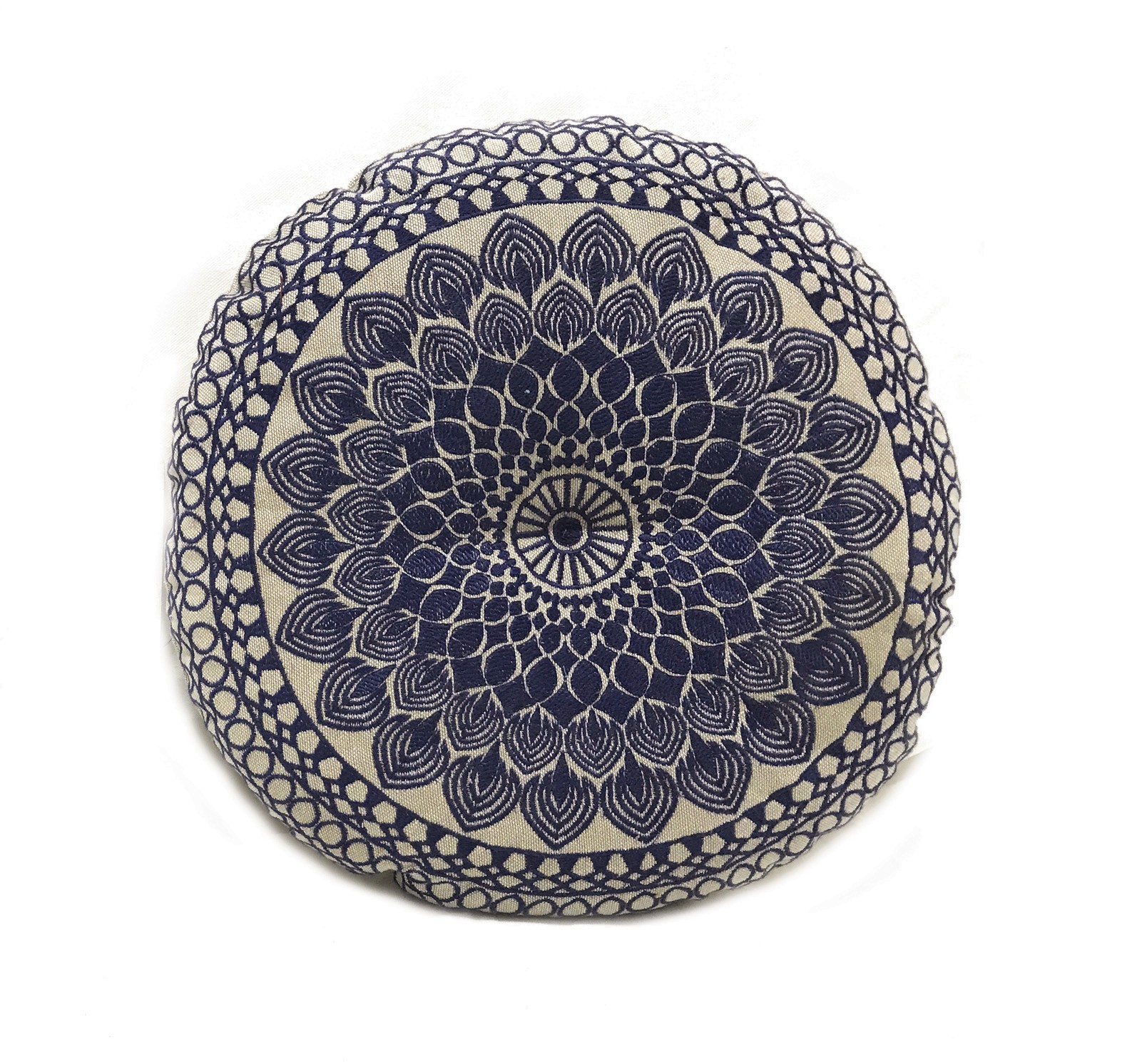 Kissen 'Bedford', beige, lila, Ø 40 cm, H 10 cm von fischer's lagerhaus