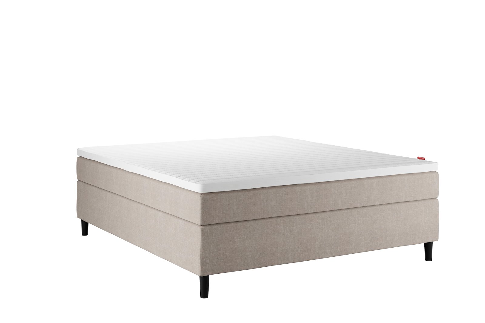Sensitive 200 Kontinental 180x200 cm Tekstil Pearl 14 Medium/Fast m/Premium hyperflex overmadrass og Round black ben 13cm, gavl selges separate.