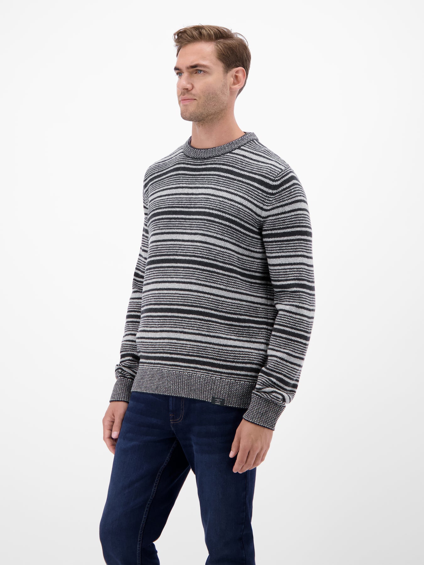 Herren Crewneck-Stricker, gestreift
