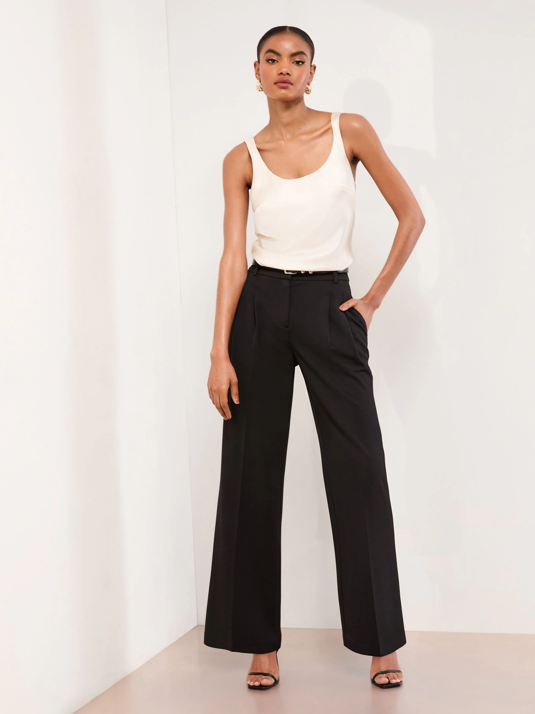 Zwarte keperstof - Lipsy premium broek met wijde pijpen