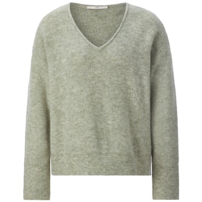 Damen-Strickpullover V-Ausschnitt, Hellgrün