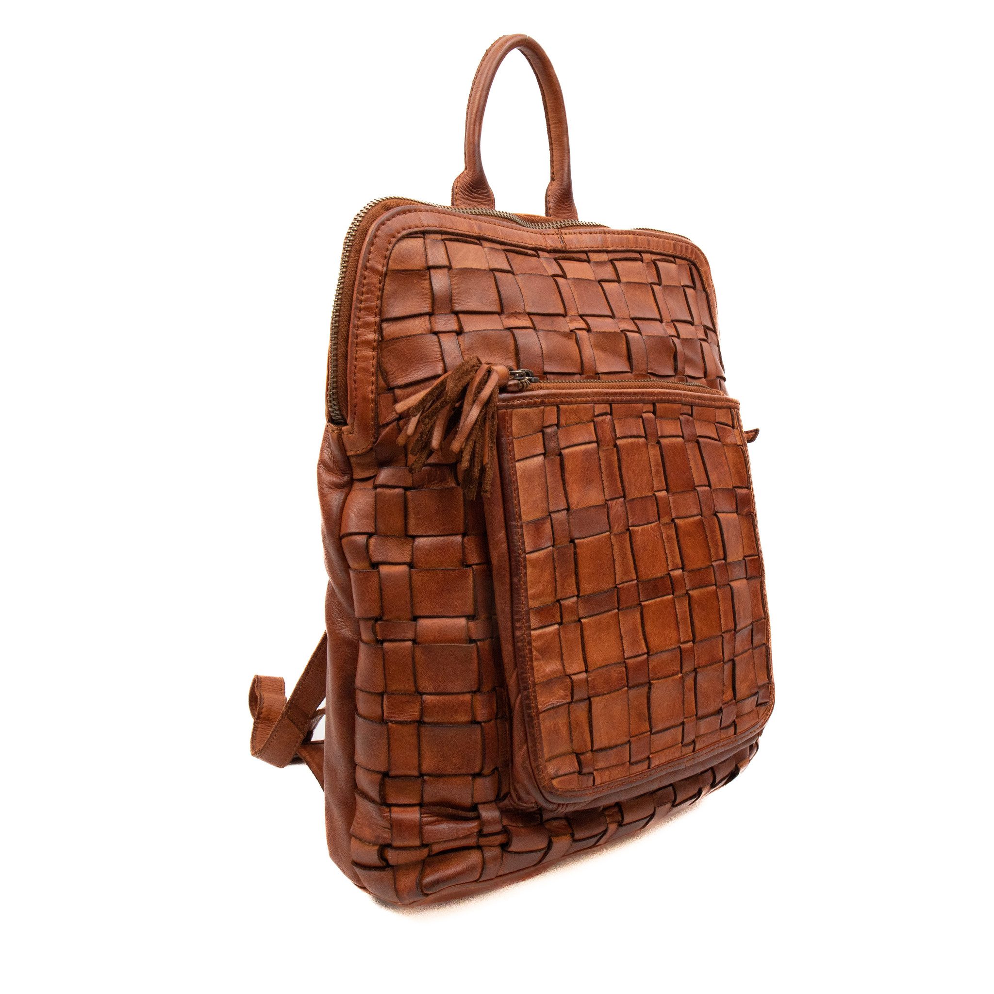 Bear Design Cow Lavato Gevlochten Rugzak Jutta Cognac CL42994