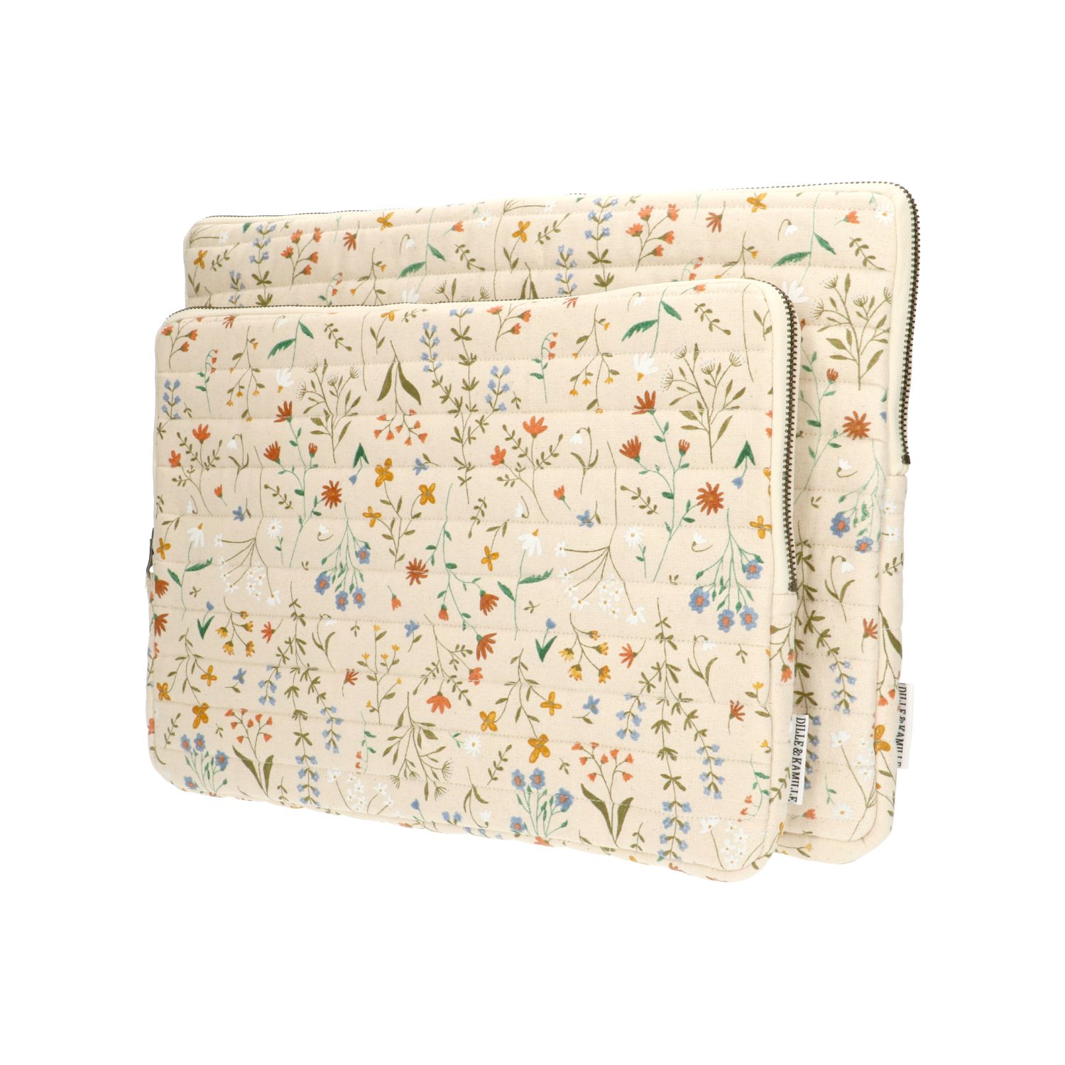 Laptophoes, katoen, veldbloemen, 13 inch