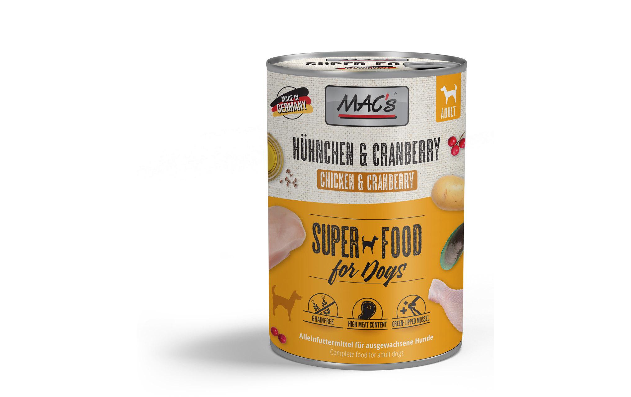 Nassfutter Hühnchen und Cranberry 400 gAlleinfuttermittel für ausgewachsene Hunde