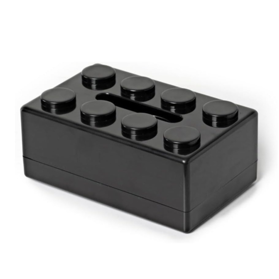 (20x8cm) Klemmbaustein Taschentuch Spender Nastuch Dispenser Kosmetik Tuch Aufbewahrungs Box mit Selbstklebender Wand Halterung - Schwarz