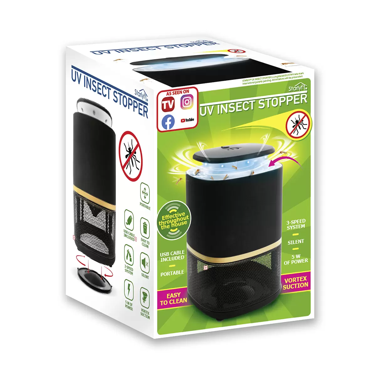 Mückenschutzlampe Starlyf UV Insect Stopper Schwarz