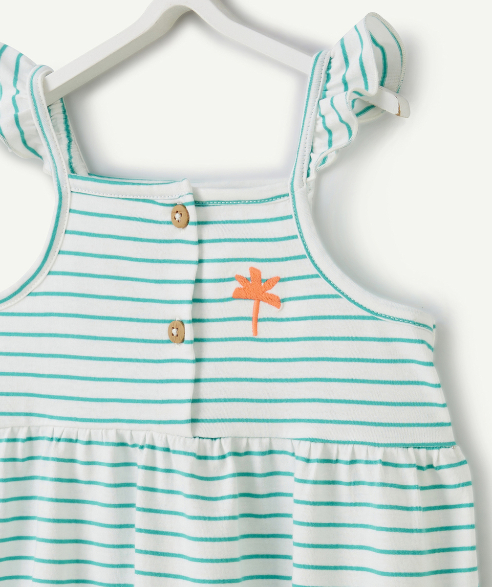 robe à bretelles bébé fille en coton bio rayé vert et blanc