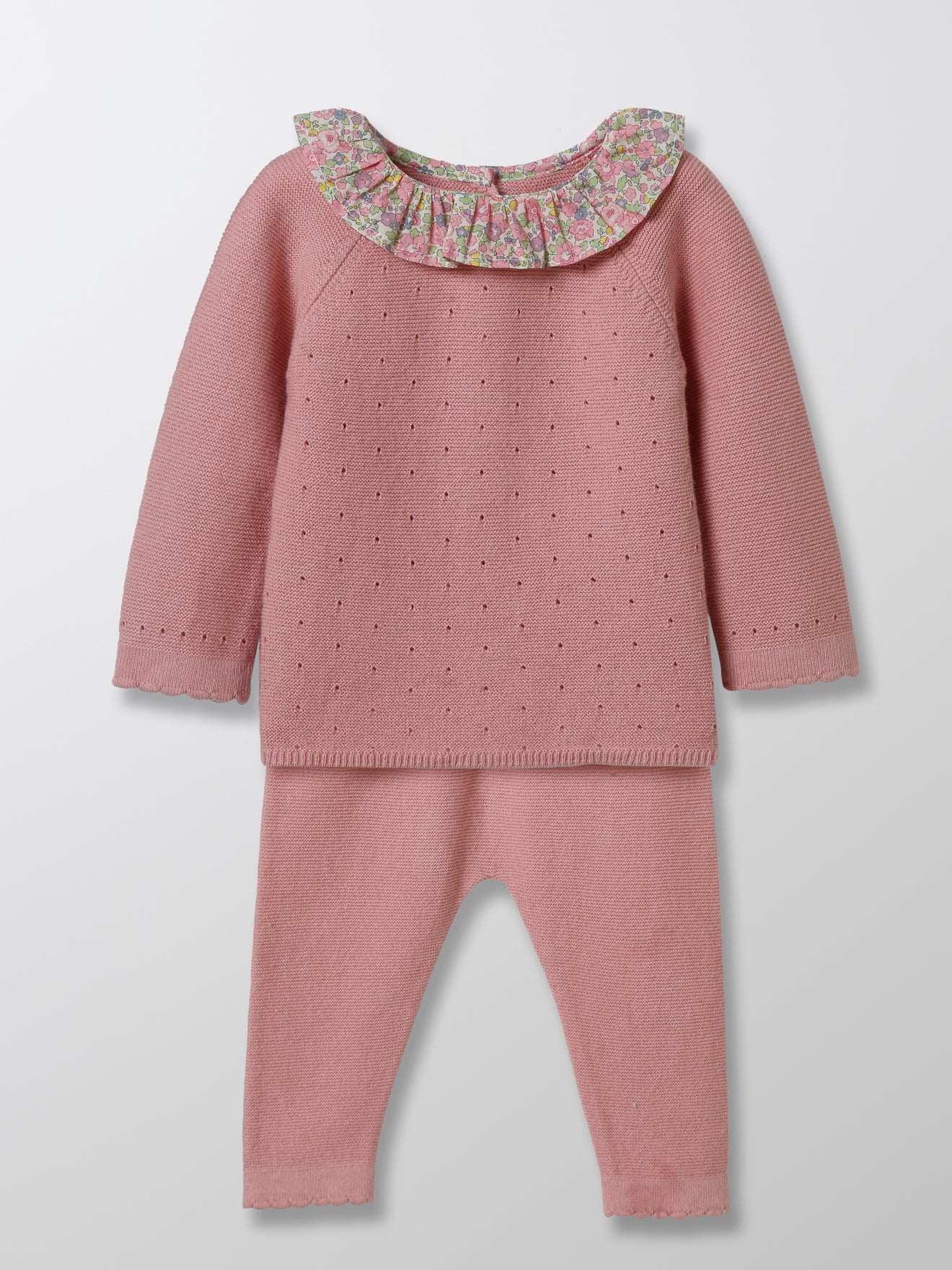 Ensemble tricot Bébé col en tissu Liberty
