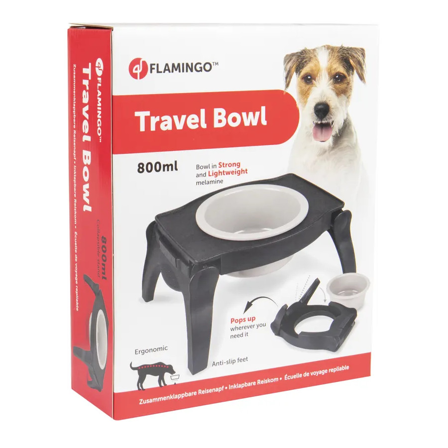 Comedouro e bebedouro portátil Flamingo Lilo Grey para cães
