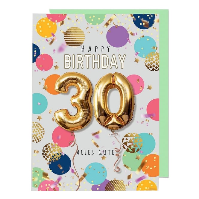 Glückwunschkarte - Happy Birthday - 30 - Alles Gute - mit Umschlag