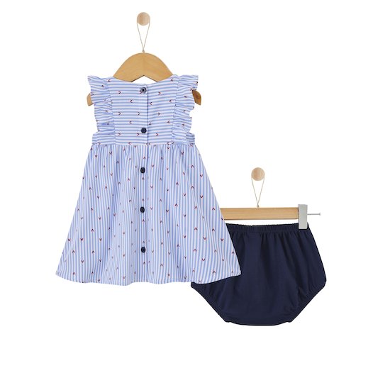 Robe + Bloomer Blue Garden   Bleu        1 mois   de               P'tit bisou