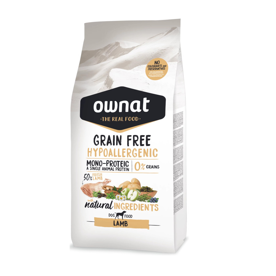 Ração Ownat Grain Free Hipoalergênica de Cordeiro para Cães