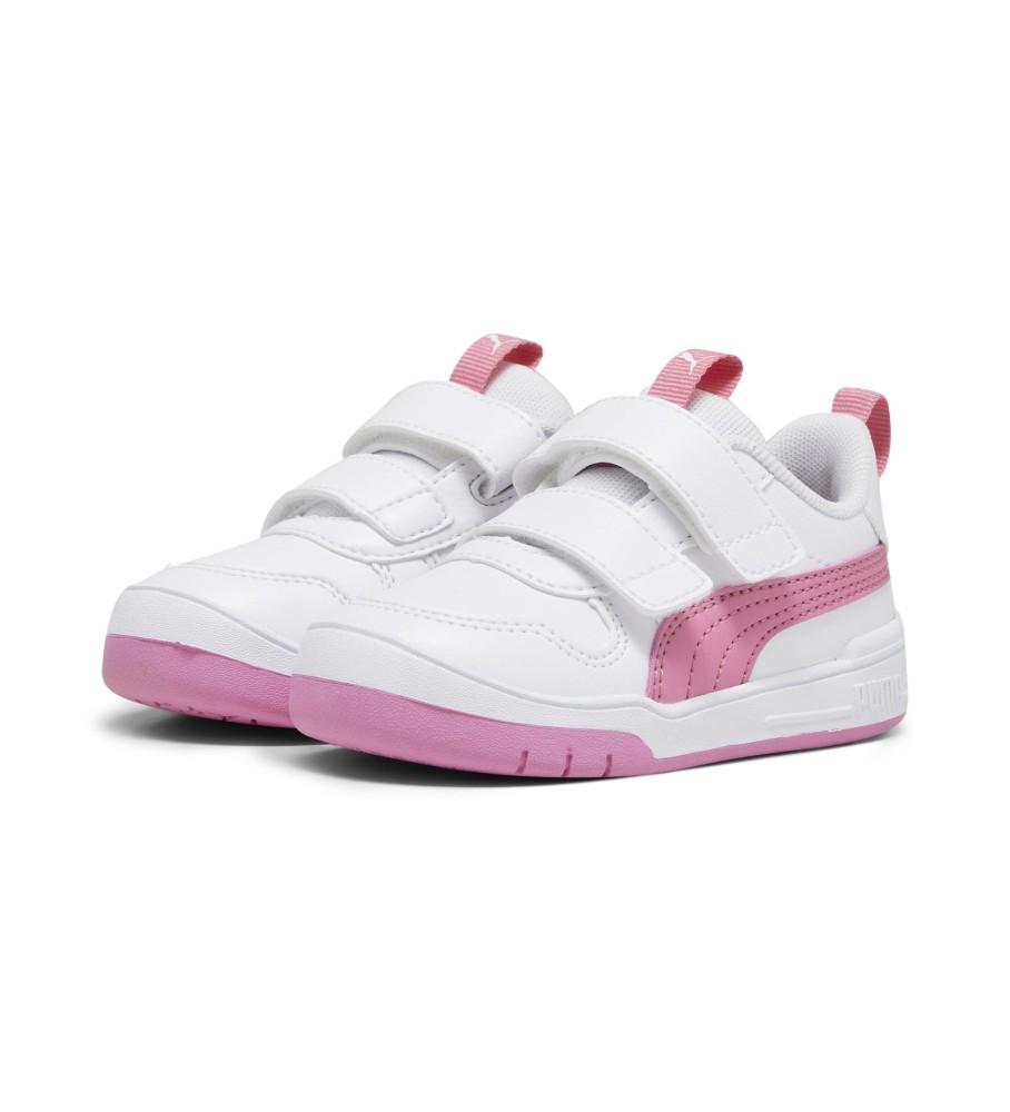 Tênis Puma Multiflex SL V, branco e rosa