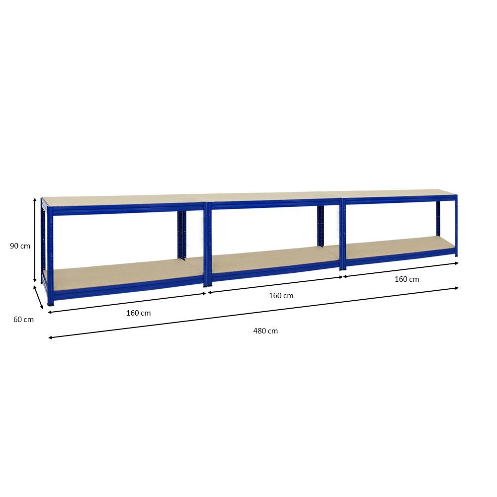 PROREGAL Mega Deal 3x In hoogte verstelbare werkbank Dino HxBxD 90 x 160 x 60 cm Draagvermogen 600 kg Blauw