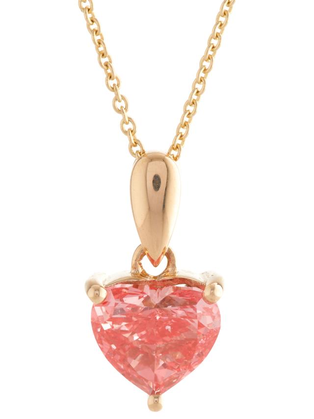 Herzanhänger & Kette, pinker Brillant, Gelbgold 585