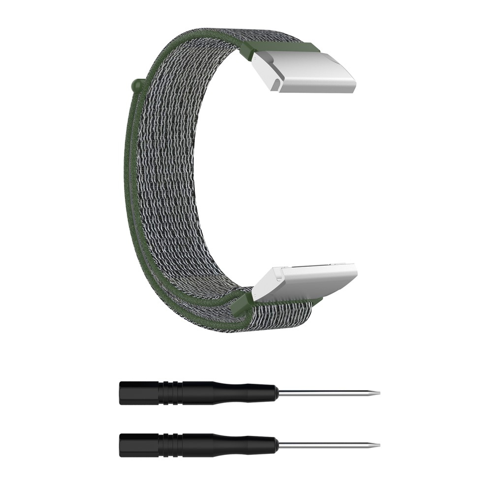 Garmin Fenix 6 / 6 Pro / 5 / 5 Plus / Forerunner 935 Nylon Klettverschluss Ersatz Armband (Gelenkumfang: 190-245mm) - Grau / Grün