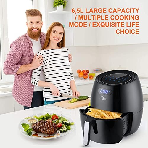 Friteuse Sans Huile, Uten Friteuse à Air 1800W, 6.5L Air Fryer  2 à 8 personnes, Panneau Tactile LED avec 8 Programmes, Paniers Antiadhésifs, Sans BPA/PFOA : Cuisine et Maison