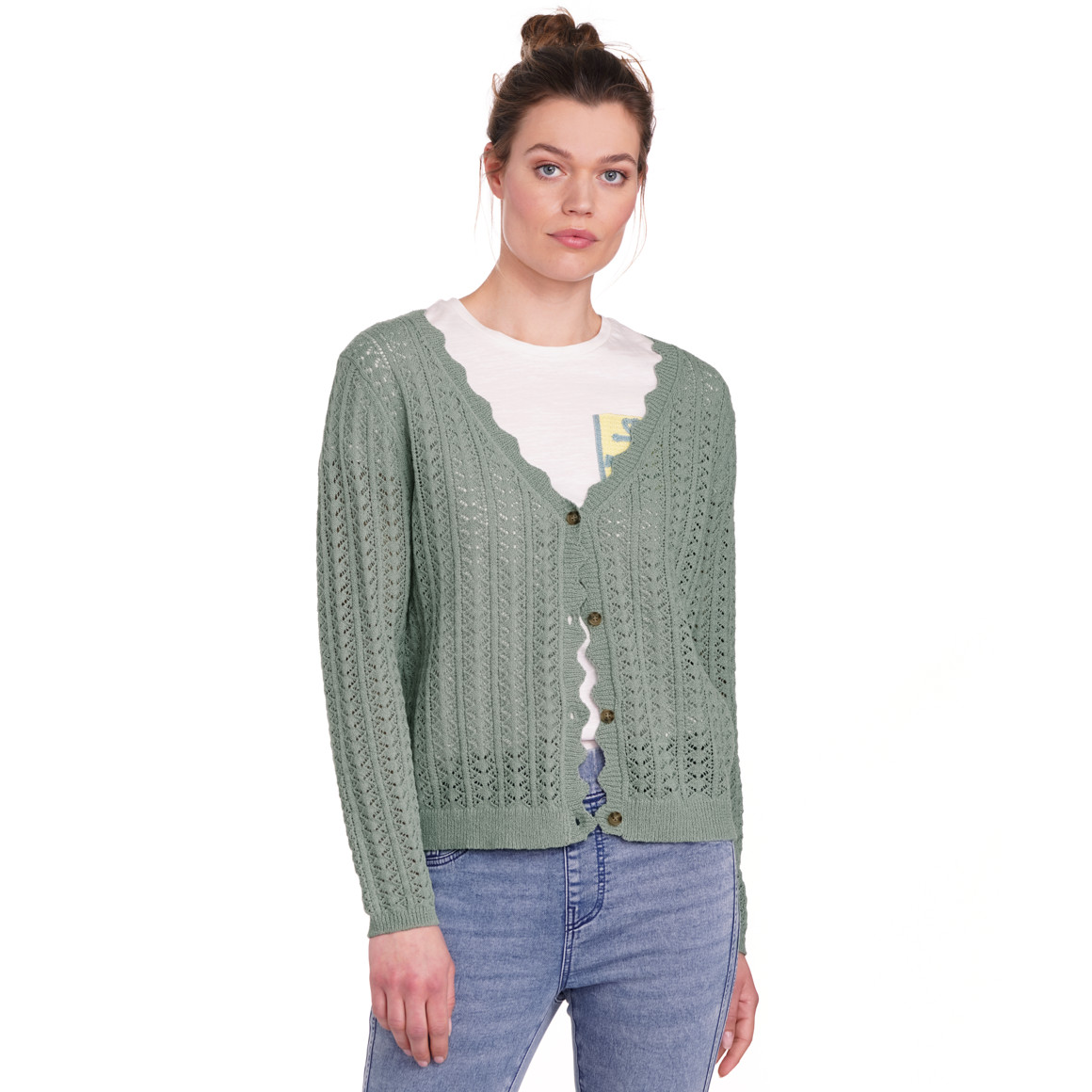 Gina Benotti Damen Strickjacke mit Bio-Baumwolle salbei