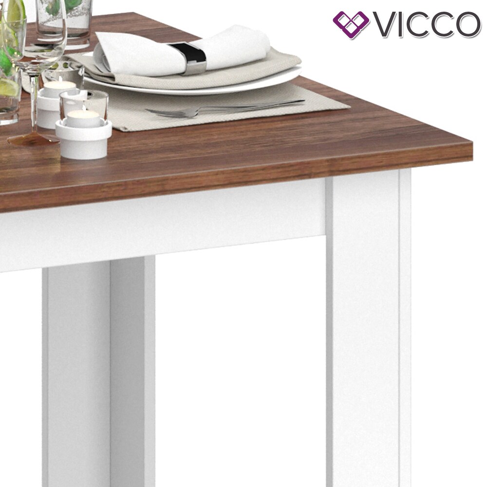 Vicco Esstisch Karlos Esszimmertisch Nussbaum Wohnzimmer Küchentisch 80cm Weiß