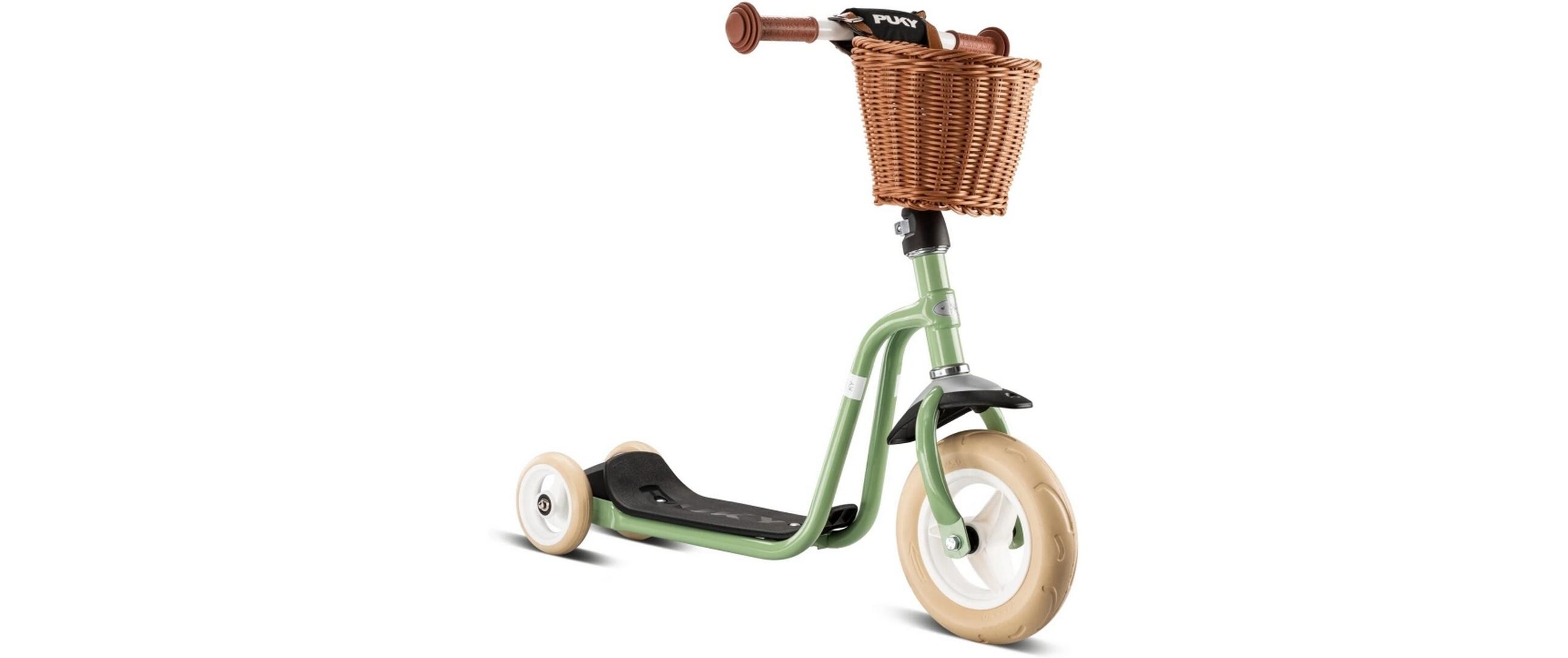 Scooter R1 Classic mit EVA-Bereifung retro greenDreirad-Scooter für Kinder mit Lenkerkorb