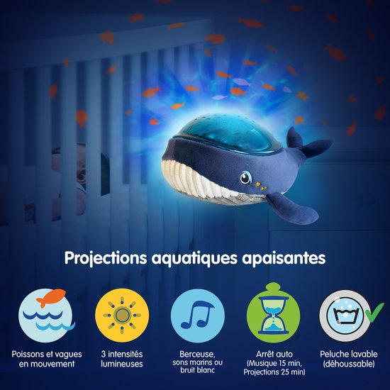 Veilleuse projecteur dynamique Baleine Aquadream   Bleu        de               Pabobo