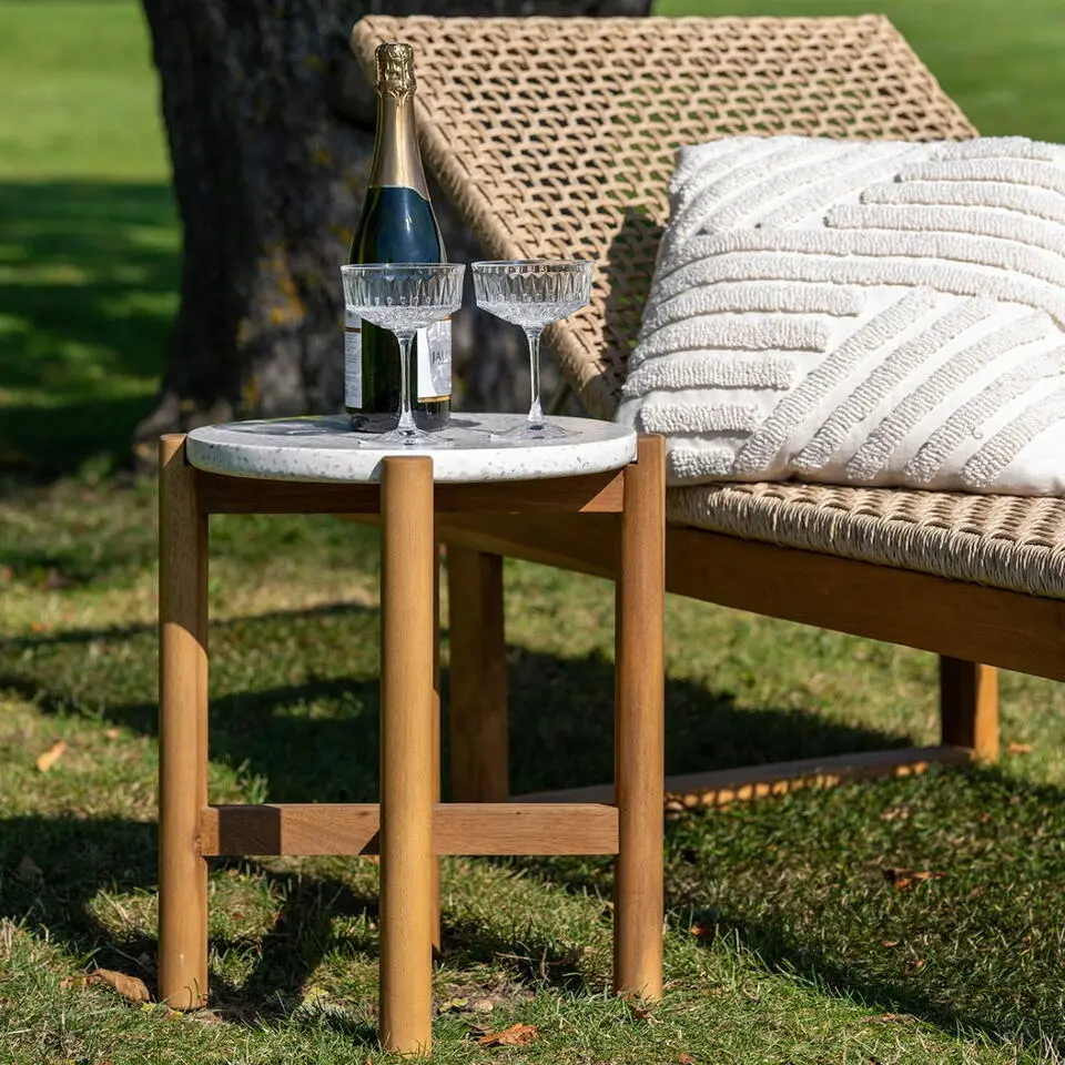 Sidetable Acacia Naturel/Wit - 37x37x46cm - Terracina
