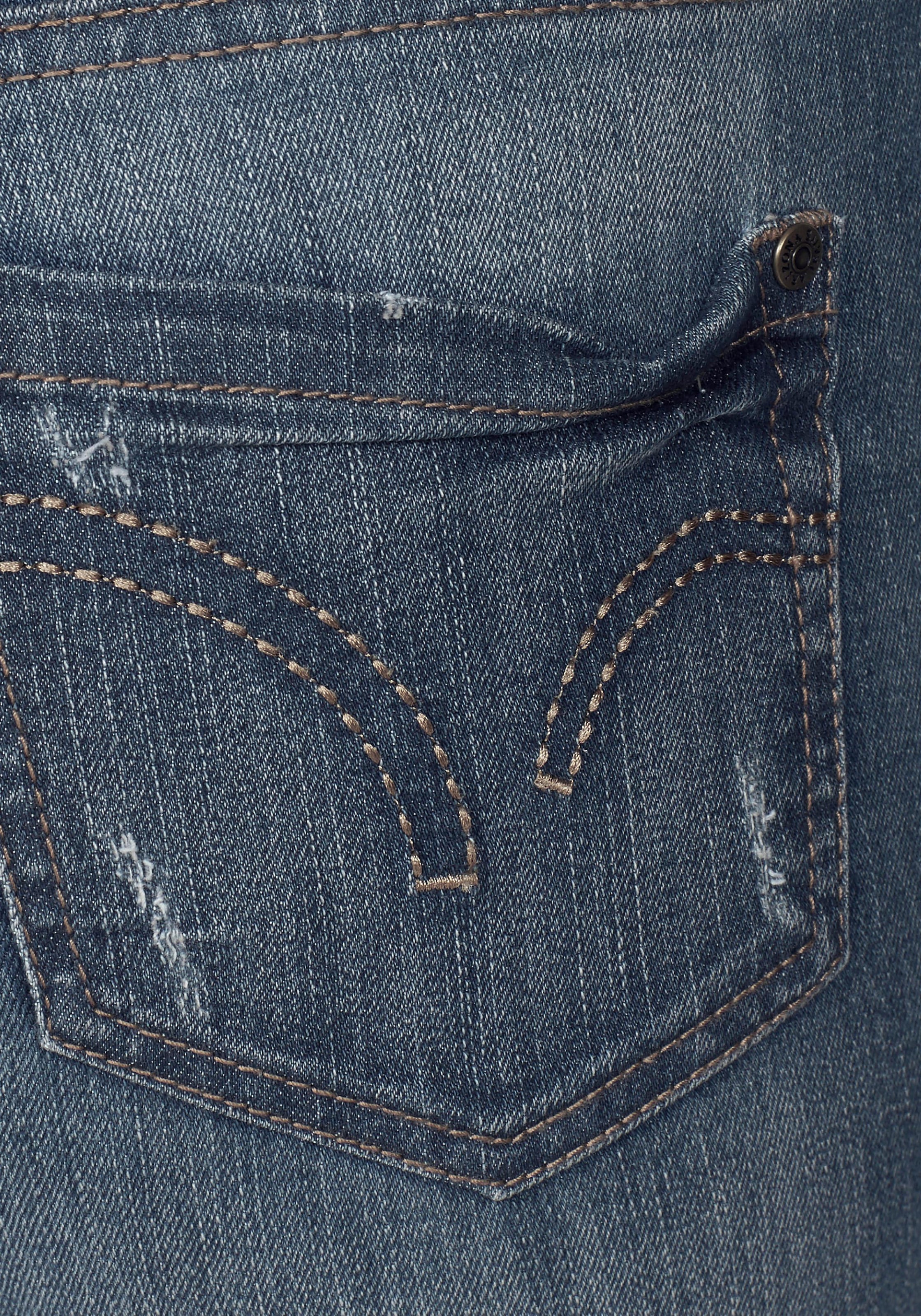 Arizona Caprijeans , schmale Passform,  mit Destroyed-Effekten,  niedrige Leibhöhe