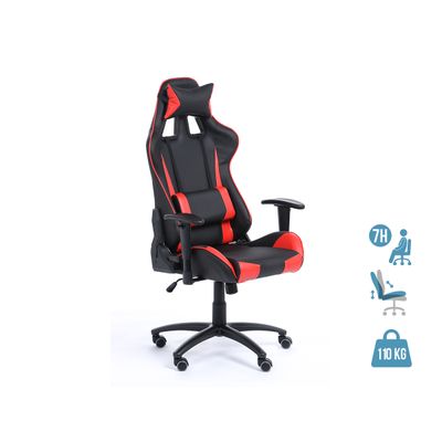 Fauteuil gamer SPORTING - accoudoirs réglables - noir et rouge