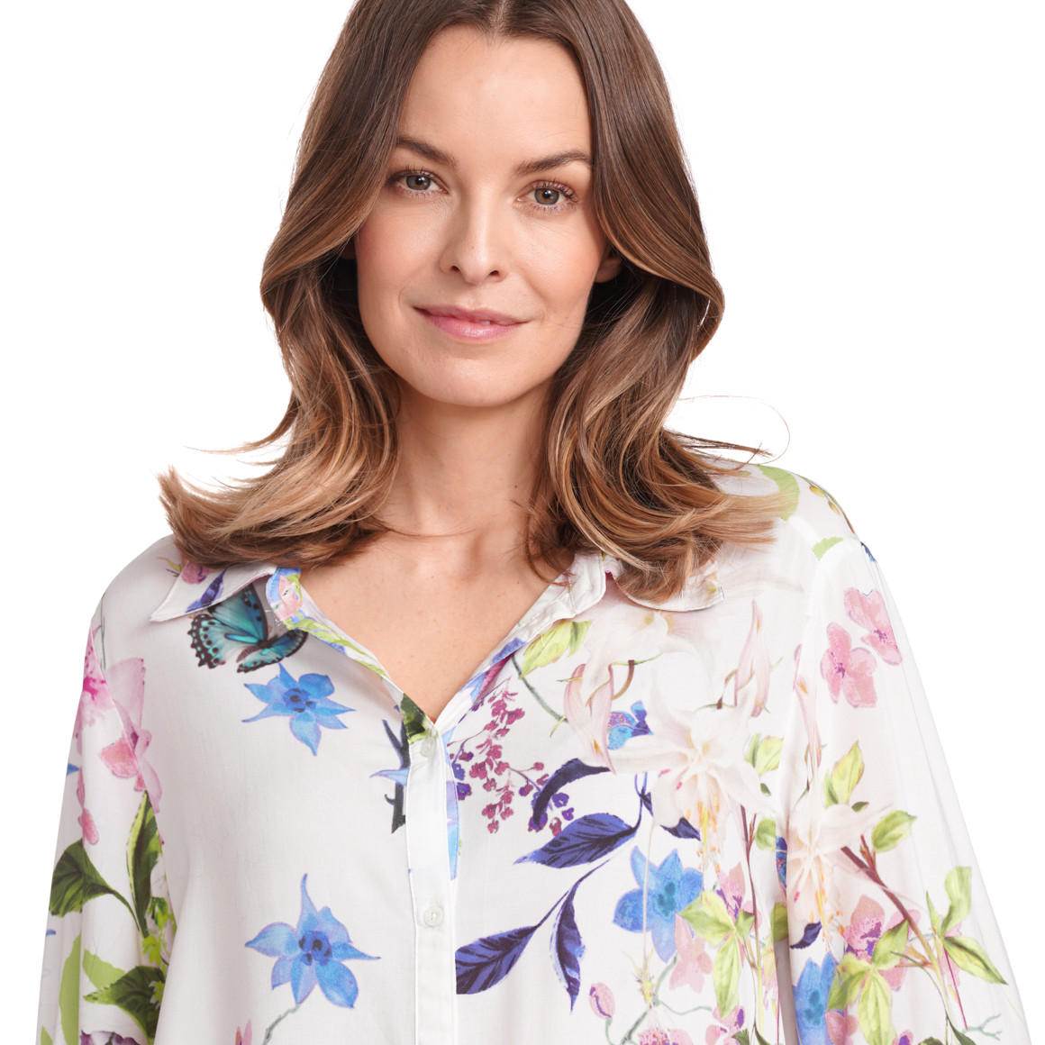 Gina Benotti Damen Bluse mit Blumen-Muster weiss / bunt