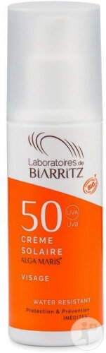 Laboratoire de Biarritz Crème Solaire Visage IP50 Bio Flacon Pompe 50ml