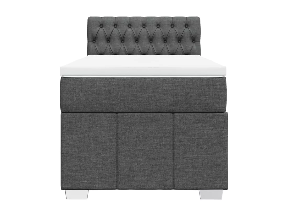Sommier à lattes de lit et matelas Gris foncé 90x190 cm Tissu