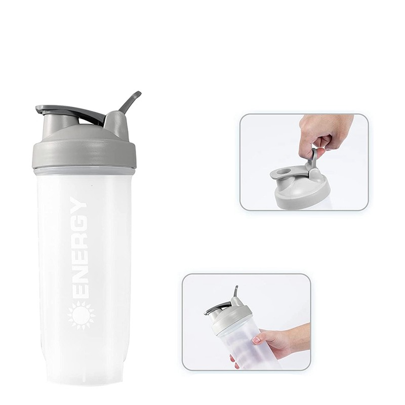 (500ml) Fitness Protein Shaker Trinkflasche   Blender Kugel - Grau