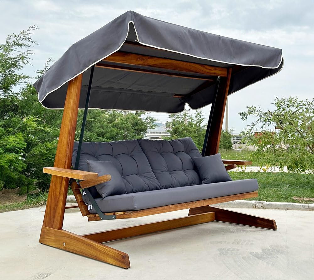 WESTMANN Hollywoodschaukel Schaukelbank Sia 2400 Anthrazit 236x120x190 cm Gartenschaukel Gartenliege mit Sonnenschutz Hollywoodliege Komplettset 400 kg Traglast