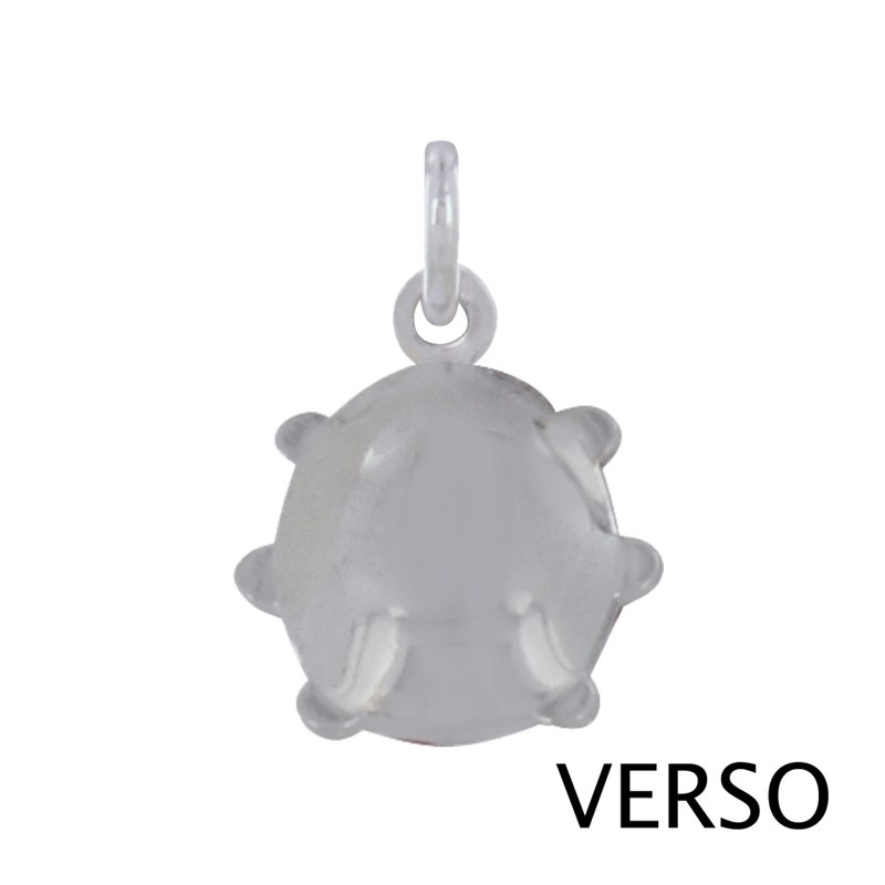 Pendentif Argent Coccinelle Bombée Ligne Rouge et Noire