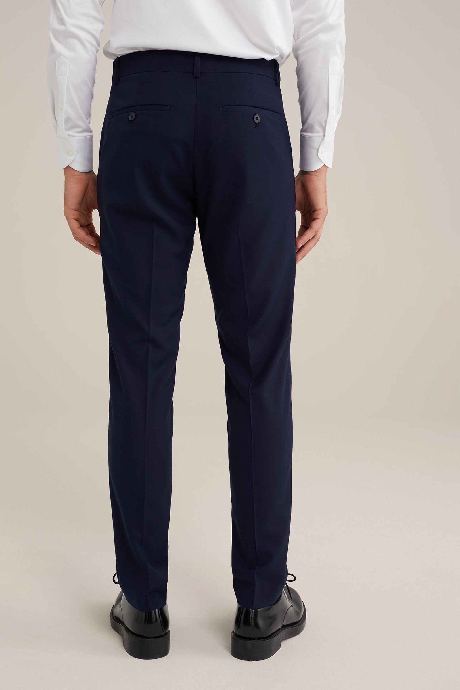 premium slim fit pantalon van wolmix WE Fashion Donkerblauw