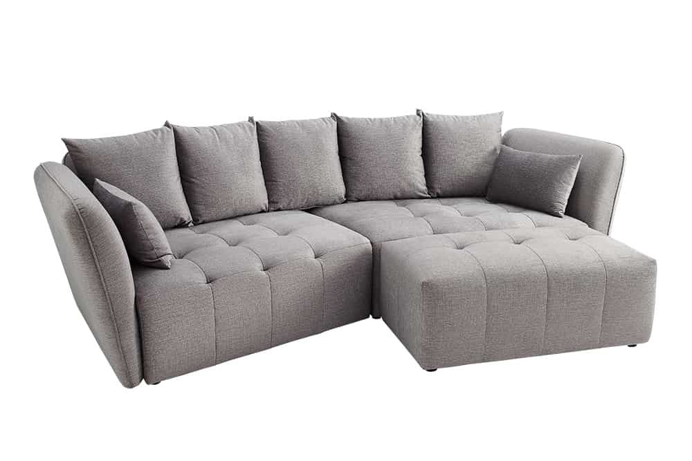 Moderner Hocker ROYAL 120cm grau Velours-Strickstoff Federkern Sitzhocker