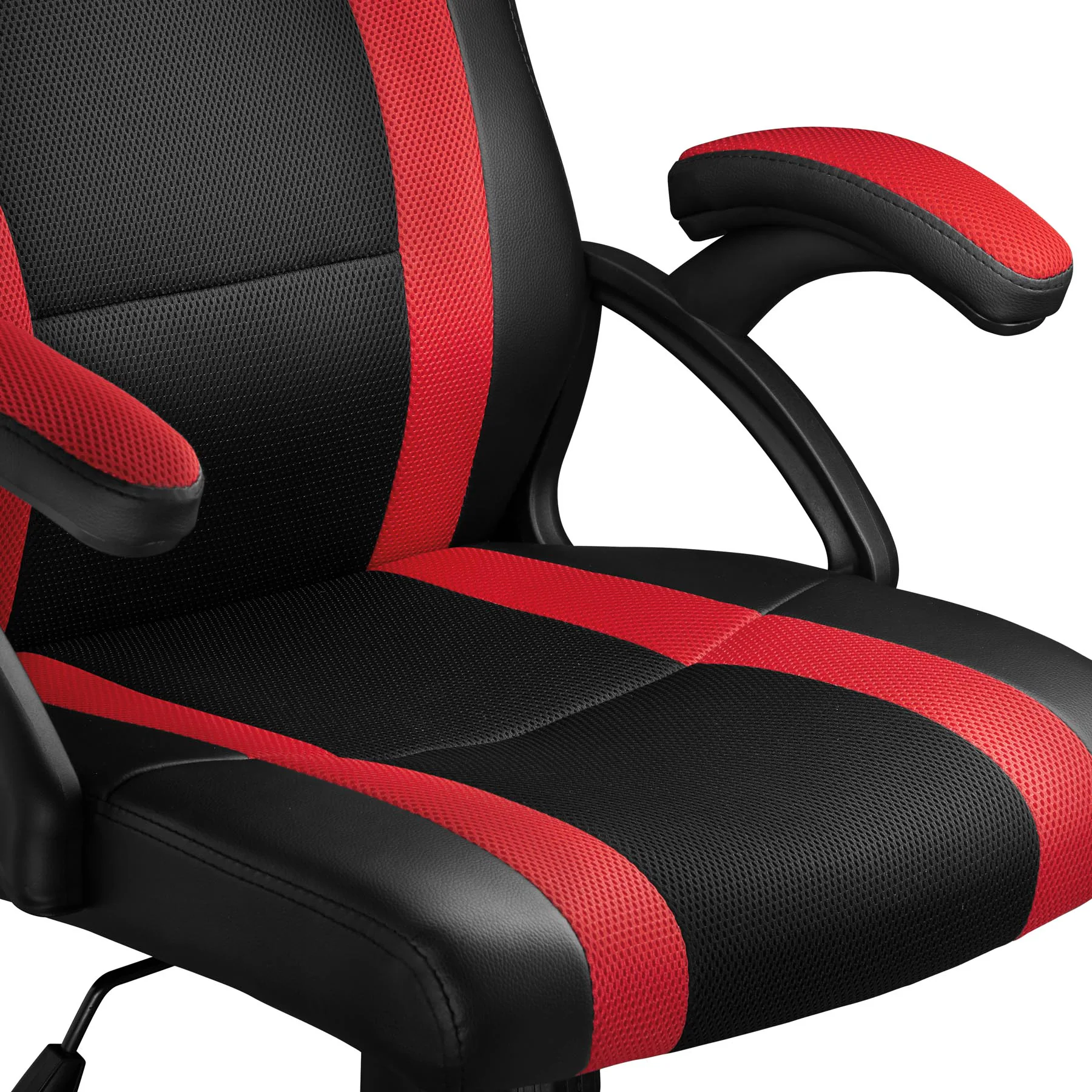 tectake® Bürostuhl, ergonomische Form, Kunstlederbezug mit Mesh-Gewebe, stufenlos höhenverstellbar