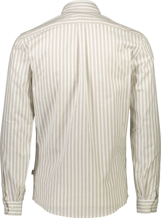 Lindbergh Striped superflex oxford L/S Sand