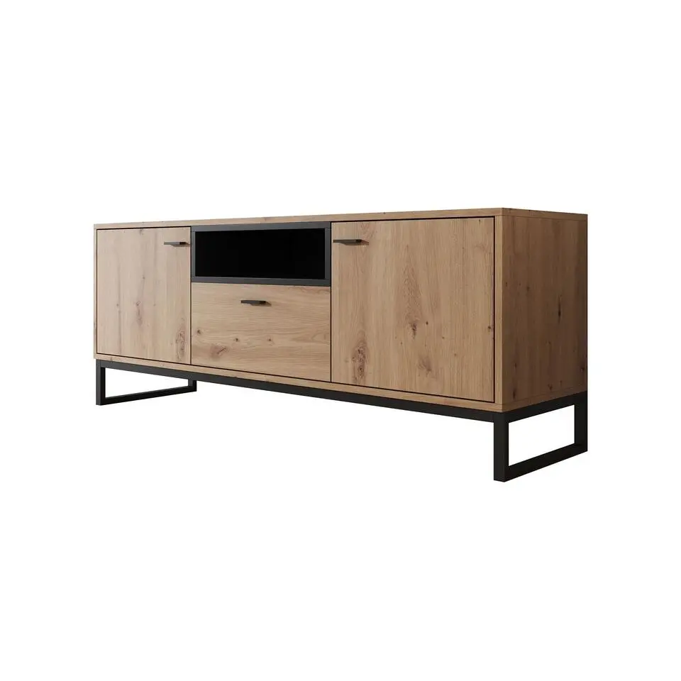 Meubella - TV-Meubel Ozzy - Eiken - Zwart - 135 cm