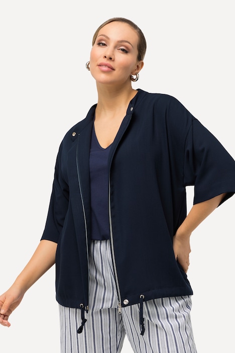 Jacke, Stehkragen, Saumband, 3/4-Arm